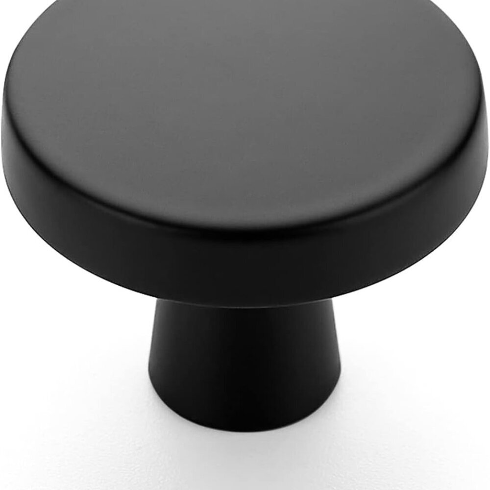 5 Pack Drawer Pulls 1-1/4 Inch Matte Black Kitchen Cabinet Knobs Solid Round Bla